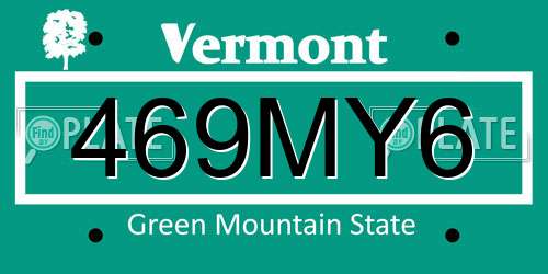469MY6 Vermont License Plate