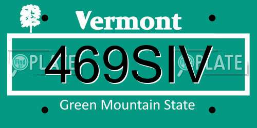 469SIV Vermont License Plate