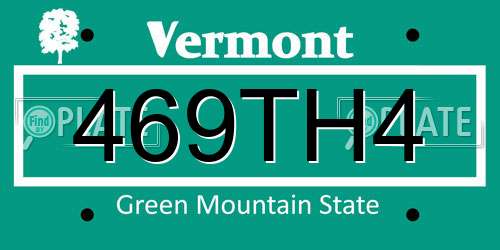 469TH4 Vermont License Plate