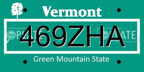 469ZHA Vermont License Plate