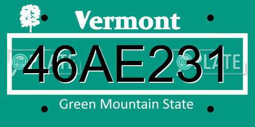 46AE231 Vermont License Plate