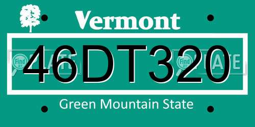 46DT320 Vermont License Plate
