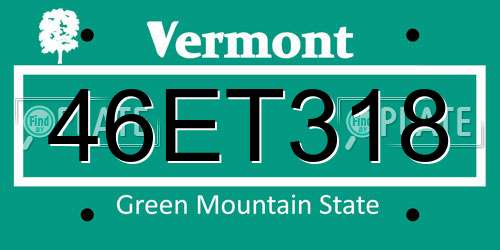 46ET318 Vermont License Plate