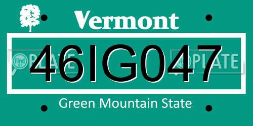 46IG047 Vermont License Plate