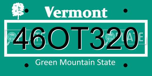 46OT320 Vermont License Plate