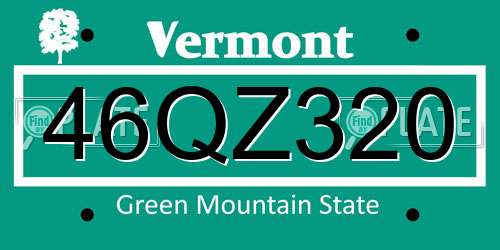 46QZ320 Vermont License Plate