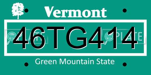 46TG414 Vermont License Plate