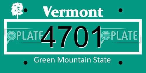 4701 Vermont License Plate