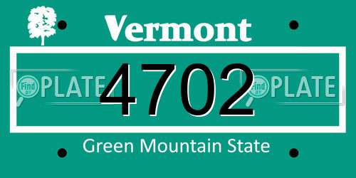 4702 Vermont License Plate