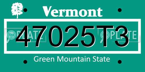 47025T3 Vermont License Plate