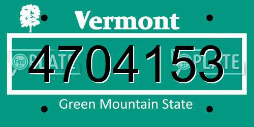 4704153 Vermont License Plate