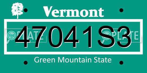 47041S3 Vermont License Plate