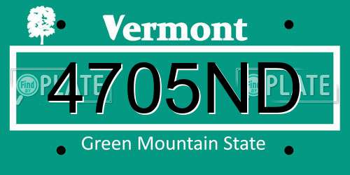 4705ND Vermont License Plate