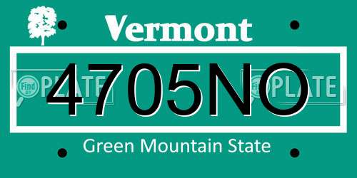 4705NO Vermont License Plate