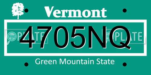 4705NQ Vermont License Plate