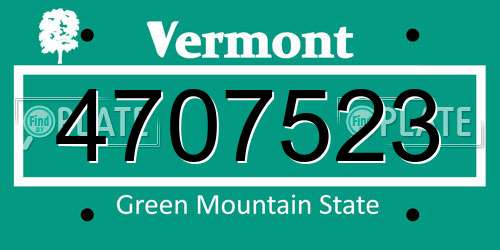 4707523 Vermont License Plate