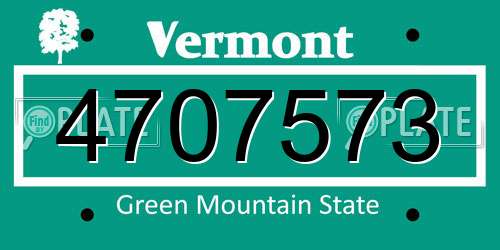 4707573 Vermont License Plate