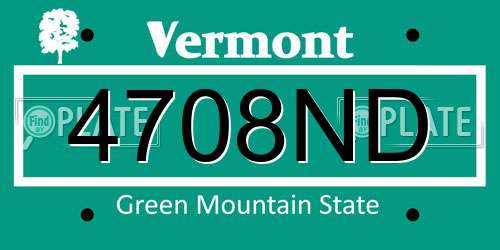 4708ND Vermont License Plate