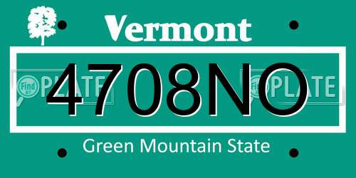 4708NO Vermont License Plate