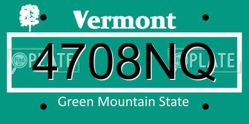 4708NQ Vermont License Plate