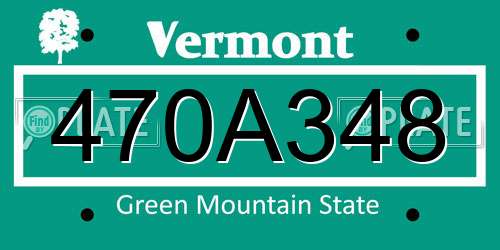 470A348 Vermont License Plate