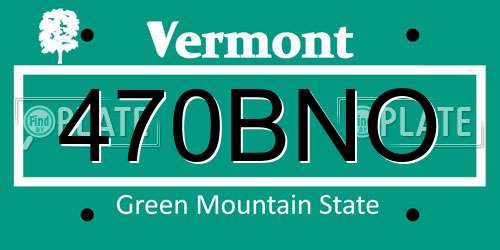 470BNO Vermont License Plate