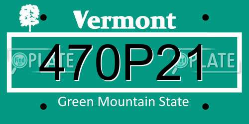 470P21 Vermont License Plate