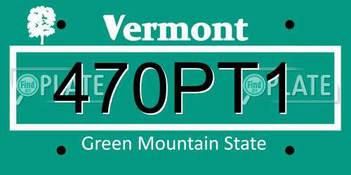 470PT1 Vermont License Plate
