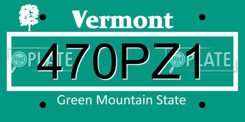 470PZ1 Vermont License Plate