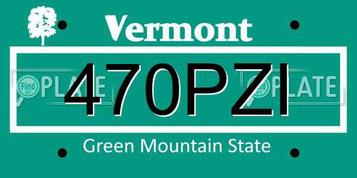 470PZI Vermont License Plate