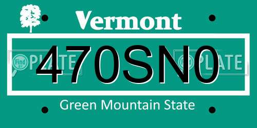 470SN0 Vermont License Plate