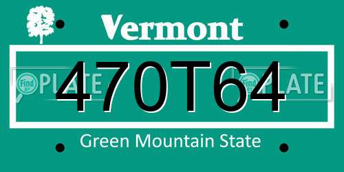 470T64 Vermont License Plate