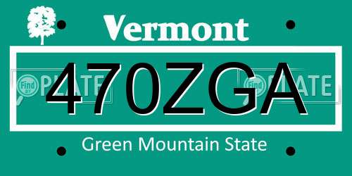 470ZGA Vermont License Plate