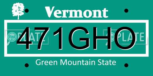 471GHO Vermont License Plate