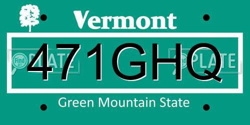 471GHQ Vermont License Plate
