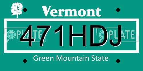 471HDJ Vermont License Plate