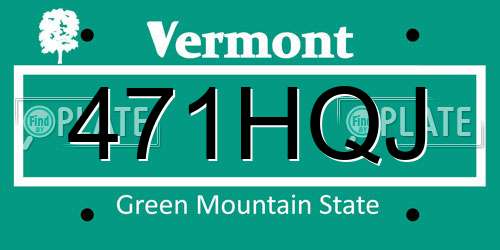 471HQJ Vermont License Plate