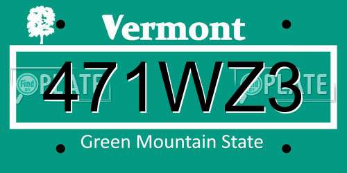471WZ3 Vermont License Plate