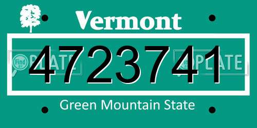 4723741 Vermont License Plate