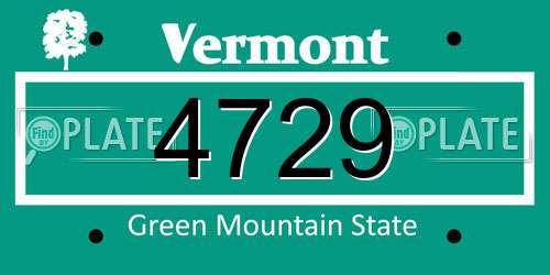 4729 Vermont License Plate