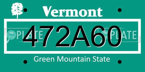 472A60 Vermont License Plate