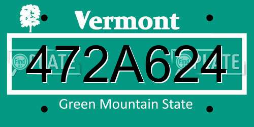 472A624 Vermont License Plate