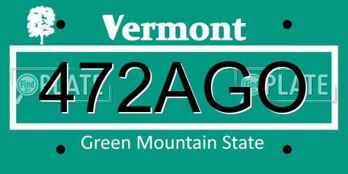 472AGO Vermont License Plate