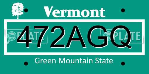 472AGQ Vermont License Plate