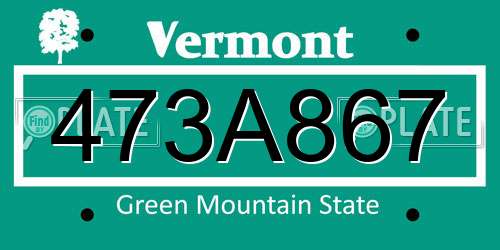 473A867 Vermont License Plate