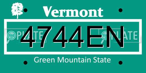 4744EN Vermont License Plate