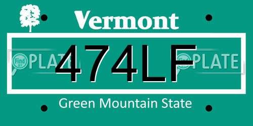 474LF Vermont License Plate