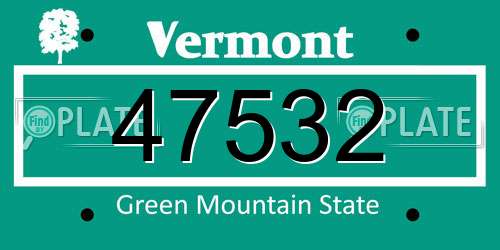 47532 Vermont License Plate