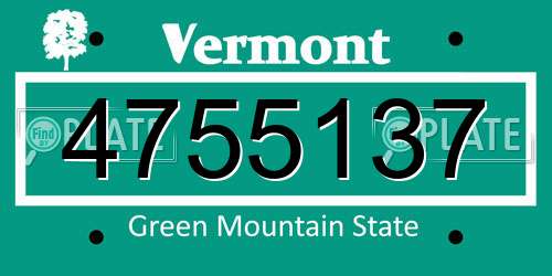 4755137 Vermont License Plate