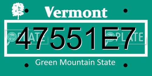 47551E7 Vermont License Plate